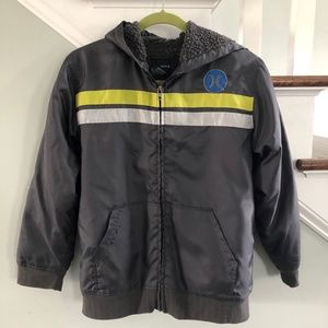 Hurley Gray Polyester Full Zip Hooded Jacket